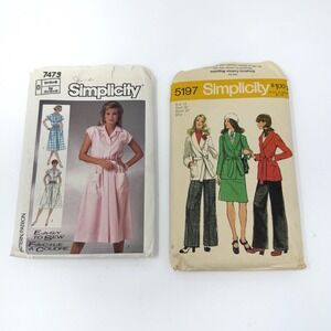 Vintage Simplicity Sewing Patterns 7475 5197 Dress Jacket Pants Skirt Lot
